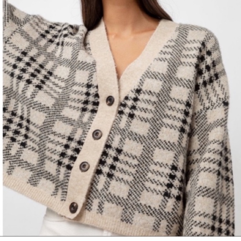 RAILS REESE CARDIGAN BLACK OATMEAL PLAID